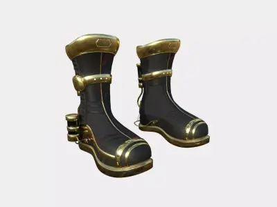 SciFi Boots A04 Black Gold - Character Design Fashion Low-poly 3D model