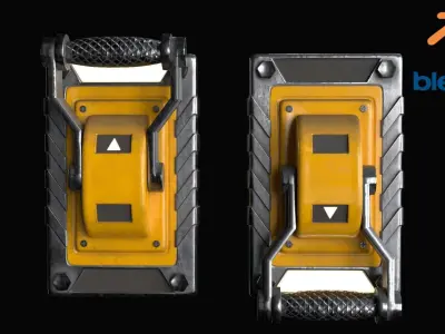 Industrial Power Switch Low-poly 3D model