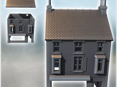 House with a ground-floor shop double bay windows on the upper f 3D print model
