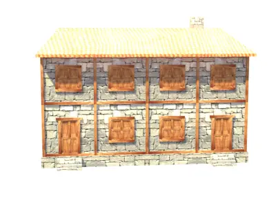medieval house low poly village town residential house  72 Low-poly 3D model