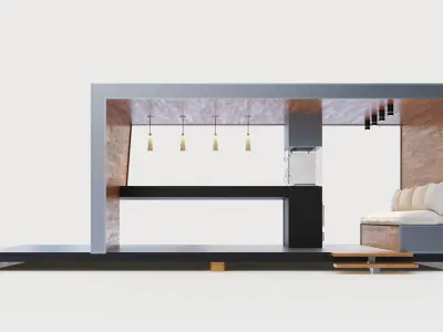 Gazebo with bar counter 3D model