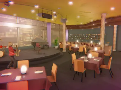 Jazz club - interior and props Low-poly 3D model