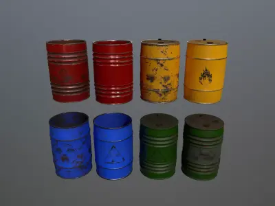 Barrel Set Low-poly 3D model
