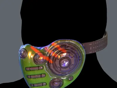 Gas mask helmet 3d model scifi Low-poly Low-poly 3D model