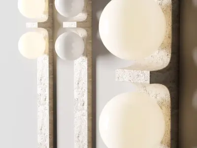 Asymmetrical Travertine Wall light Low-poly 3D model