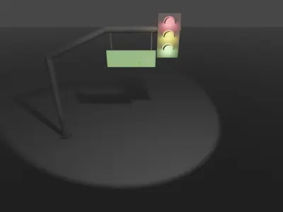 Lowpoly Streetlight traffic light with sign Free low-poly 3D model