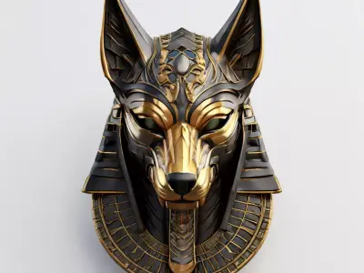 Stylized Anubis Head Wall Decor Low-poly 3D model