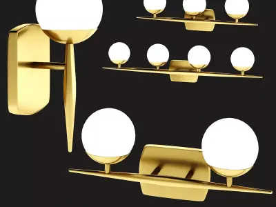 LINEAR GLOBE BATH LIGHT gold vs chrome 3D model