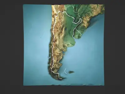 Argentina Map Topography Low-poly 3D model