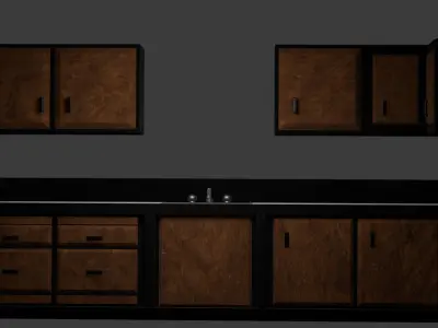 Custom Kitchen Cabinets With Sink  3D model