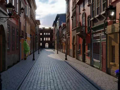 European Street 3d Scene 3D model
