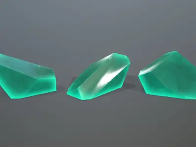 Crystal Set emerald gemstones Low-poly 3D model