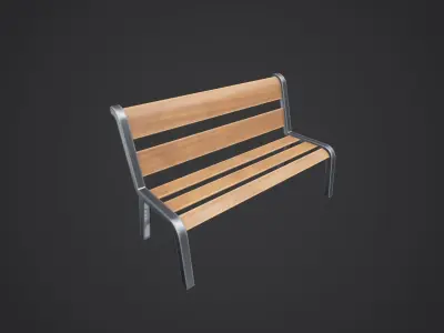 Stylized Wooden Bench Low-poly 3D model purchase