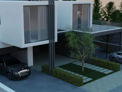 VILLA and 2 CARS 3D model