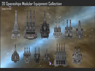 2D Spaceship Modular Equipment Collection Texture