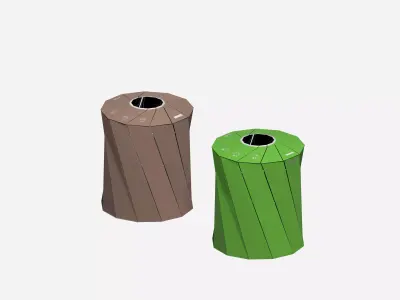Modern metal open supermarket recycling bin Low-poly 3D model
