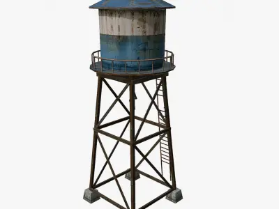Water Tower  Low-poly 3D model