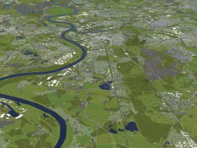Duisburg Germany 50x50km 3D City Map 3D model