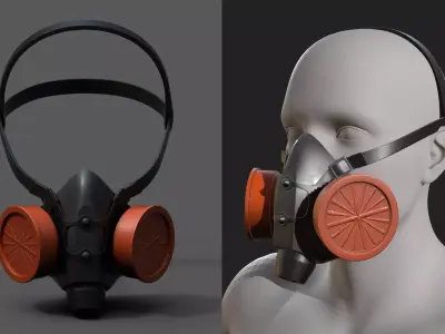 Gas mask helmet 3d model military combat fantasy cyborg  Low-poly 3D model