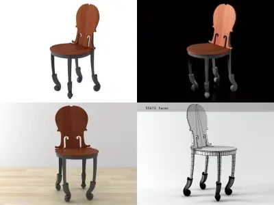 Cello violin chair with different legs 3D model
