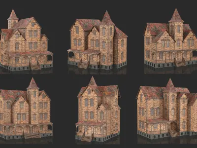 Old Abandoned Houses Collection 3D Model Pack