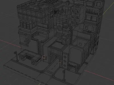 3D Low poly Cyberpunk City Low-poly 3D model