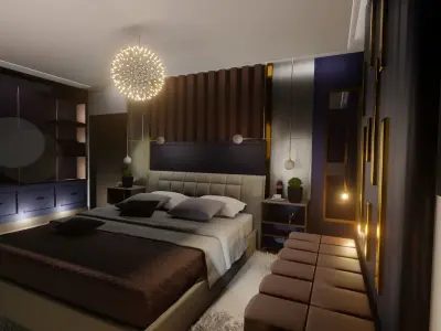 Modern luxurious bedroom 3D model