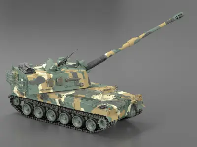  K9 Thunder South Korean Howitzer Rigged for Maya 