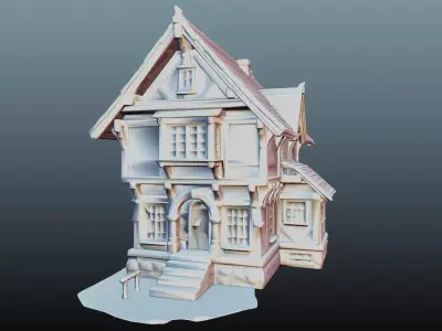 Mediaval fantasy house High-Poly 3D model