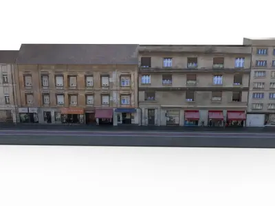 Realiistic Street Scene Low-poly 3D model