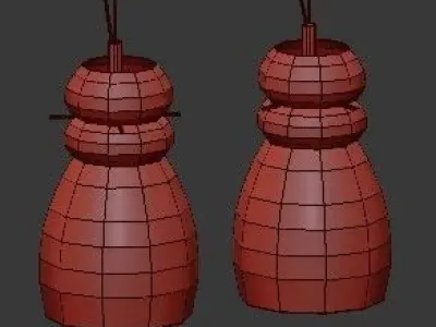 Untitled three glass pendant lights hanging 3D model