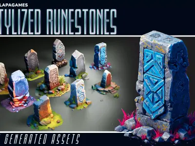 Stylized Runestones 3D model