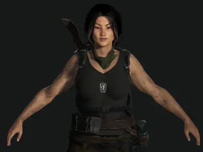 AAA 3D REALISTIC FEMALE CHARACTER -ASIAN SURVIVOR APOCALYPTIC 6 Low-poly 3D model