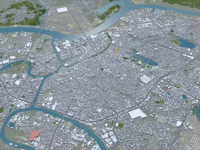 Hai Phong Vietnam 30km Low-poly 3D model