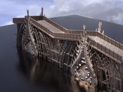 Dark Epic Fantasy Patterned Drake Bridge 3D model