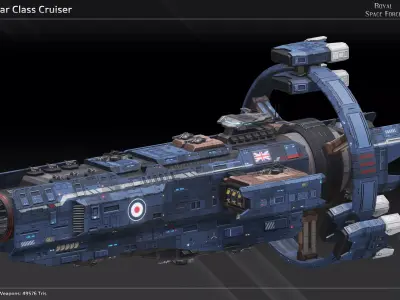 RSF Spaceship Trafalgar Class Cruiser Low-poly 3D model