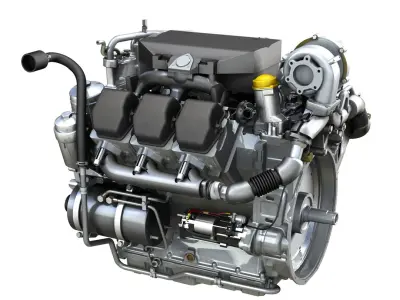  Diesel Turbo Engine with Interior Parts 