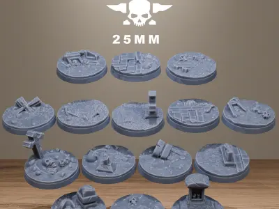 Gothic Bases Pack 40 Hollowed Bases And Toppers 3D print model