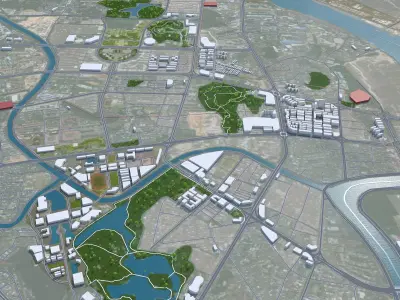 Jiangmen Guangdong Province China 50km Low-poly 3D model