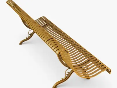 Bench v 1 golden metal 3D model