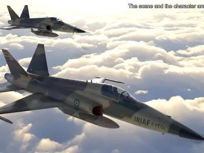  Iranian HESA Saeqeh Fighter Aircraft Rigged for Cinema 4D 