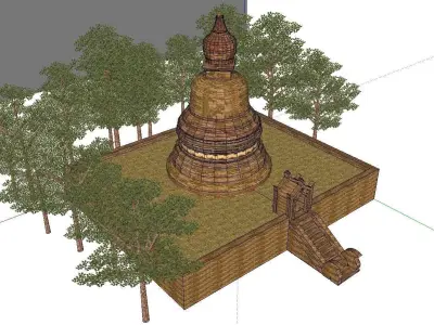 Architecture-Religion-God-Culture-Temple-0268 pagoda in middl... 3D model
