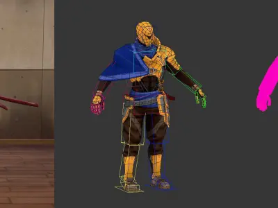 Stylized Samurai 3D Model  Mobile and PC  Full Animations Low-poly 3D model
