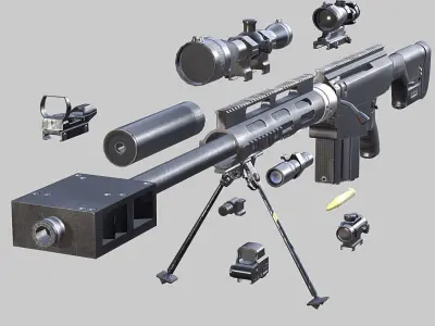 3DRT - Bushmaster BA-50 rifle Low-poly 3D model