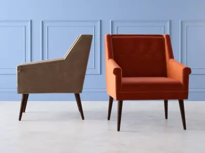 Bejal upholstered chair with wooden legs 3D model