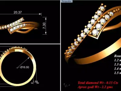 Buy Glitter Wave Ring Online 3D print model