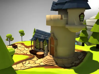 Castle Environment for games and animated videos Low-poly 3D model