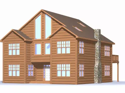 Winter Log Cabin Exterior 3D model