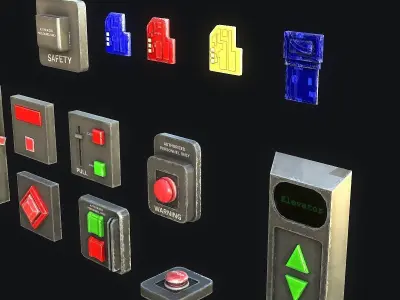 Sci fi Door Switch Pack Low-poly 3D model