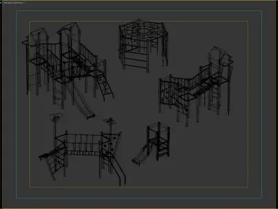 Modern Adventure Playground Structures 3D model